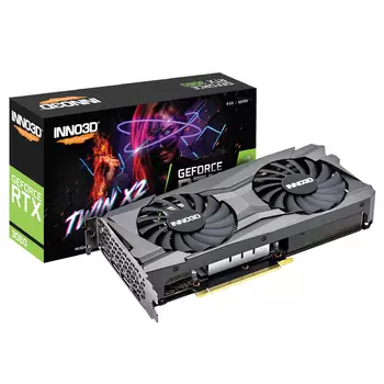 Видеокарта Inno3D NVIDIA GeForce RTX 3060 Twin X2, 8Gb DDR6, 128 бит, PCI-E, HDMI, 3DP, Retail (N30602-08D6-11902130)
