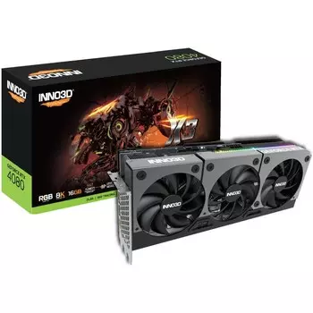 Видеокарта Inno3D NVIDIA GeForce RTX 4080 X3 OC, 16Gb DDR6X, 256 бит, PCI-E, HDMI, 3DP, Retail (N40803-166XX-187049N)