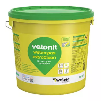 Штукатурка фасадная Vetonit Pas Extraclean силикатно-силиконовая короед 2 мм база 100А белая 25 кг
