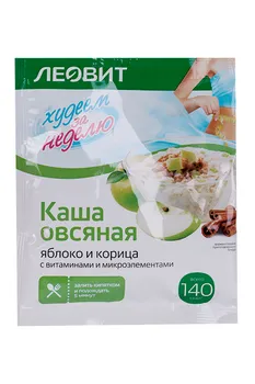 Каша Леовит овсяная Яблоко и корица с витаминами и микроэлементами, 40 г, пакет