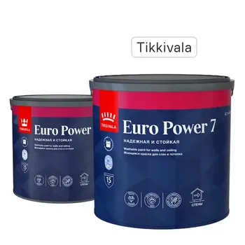 Краска для стен и потолков Tikkurila Euro Power 7 моющаяся матовая цвет белый база А 2.7 л