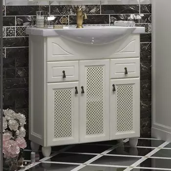 Тумба для комплекта Opadiris Тибет 75 с декоративной решеткой, слоновая кость