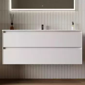 Тумба под раковину без столешницы Sancos Cento 119 см белый глянец