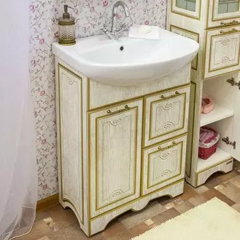Тумба для комплекта Sanflor Адель 65 белая, патина золото