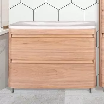 Тумба под раковину напольная Style Line Атлантика 100 светлое дерево, ясень перламутр