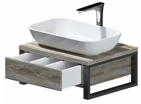 Тумба под раковину 1MarKa Grunge Loft 60 серое дерево
