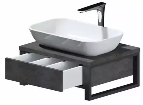 Тумба под раковину 1MarKa Grunge Loft 60 темно-серая матовая