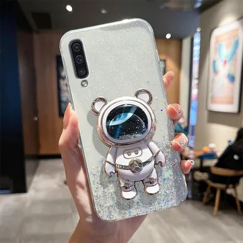 Блестящий чехол-держатель с 50 70 зыбучими песками для Samsung Galaxy A50 A70 A7 2018 A30s A20 A21s A20s A10, силиконовый чехол-подставка A50
