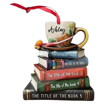 Деревянное украшение книжной полки, креативное книжное украшение с подвесным ремешком, 3D дизайн полки, праздничный кулон для дома B