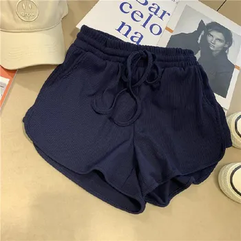Спортивные шорты Ice Silk, женские летние, с высокой талией, корейская версия, свободные домашние пижамные штаны большого размера, широкие шорты S светло-серый