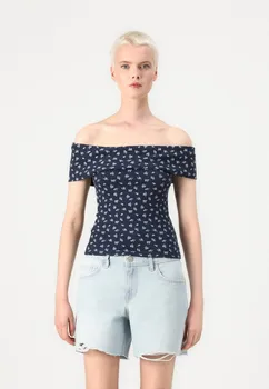 Футболка с принтом FOLDOVER Hollister Co., темно-синий