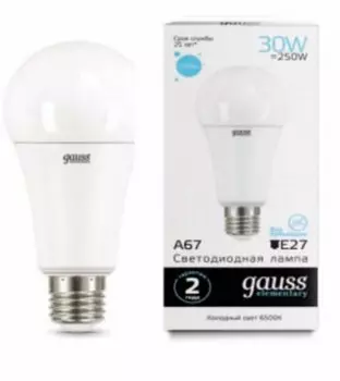 Лампа Gauss LED Elementary A67 30W E27 2390lm 6500K (73239)