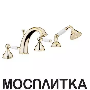 Смеситель на борт ванны Webert Dorian DO730101010 на 4 отверстия, золото