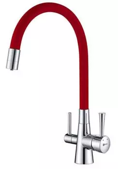 Смеситель Lemark Comfort для кухонной мойки LM3075C-Red красный/хром