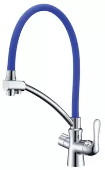 Смеситель Lemark Comfort LM3070C-Blue для кухонной мойки, хром/синий