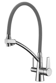 Смеситель Lemark Comfort LM3071C-Gray для кухонной мойки, хром/серый