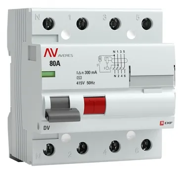 УЗО EKF rccb-4-80-300-ac-av DV 4P 80А/300мА (AC) AVERES