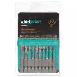 Набор бит Whirlpower, Ассорти, Ph, Pz, Sl, 50 мм, 10 шт, блистер