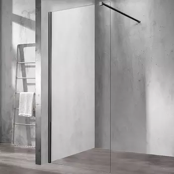 Душевая перегородка Vincea Walk-In 90х200 черный матовый стекло прозрачное