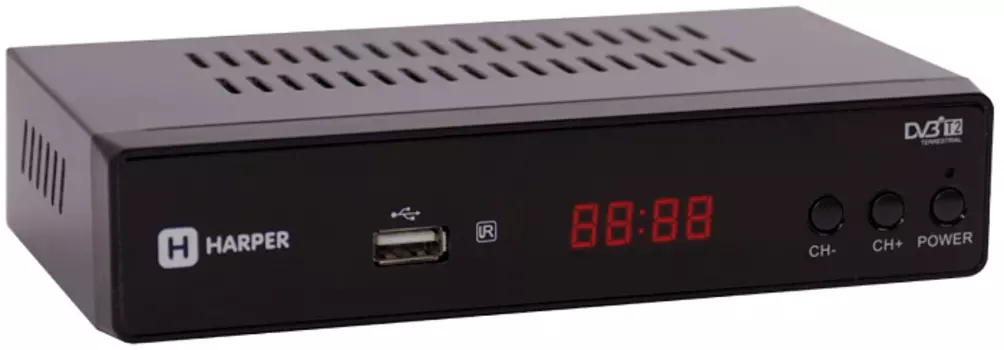 Ресивер цифровой телевизионный DVB-T2 Harper HDT2-5010 H00001478 с экраном, металлический корпус, MStar MSD7T01, Rafael R836, разрешение видео: 480i,