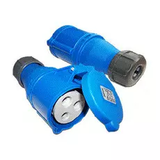 Розетка электрическая Lanmaster LAN-IEC-309-32A1P/F кабельная, IEC 309, 32A, 250V, разборная, мама, синяя