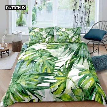Комплект постельного белья Leaf Romantic Holiday Island Hawaiian Banana Trees Double Queen King Full Size Polyester Qulit Cover EU single(135x200cm)