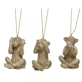 Игрушка елочная Kaemingk Обезьянка 4,5x4,5x7,5 см