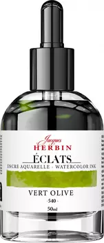 Чернила акварельные Jacques Herbin ?clats, 50 мл, Vert Olive Оливковый