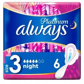 Прокладки женские Always, Ultra Platinum Collection Night Single, 6 шт, AL-83734964