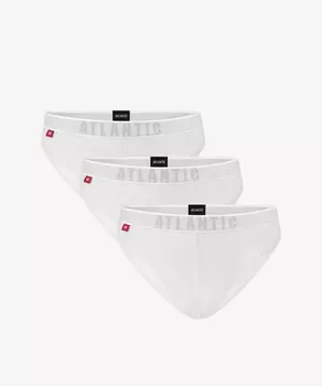 Мужские трусы слипы спорт Atlantic, набор 3 шт., хлопок, белые, 3MP-094