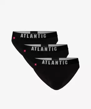 Мужские трусы слипы спорт Atlantic, набор 3 шт., хлопок, черные, 3MP-094