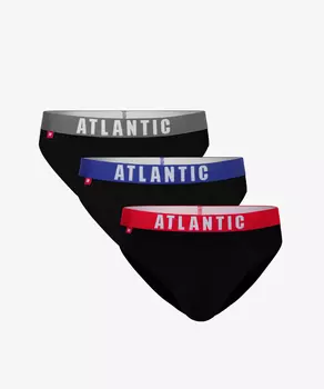 Мужские трусы слипы спорт Atlantic, набор 3 шт., хлопок, черный микс, 3MP-094