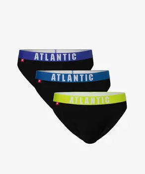 Мужские трусы слипы спорт Atlantic, набор 3 шт., хлопок, темно-синий микс, 3MP-094