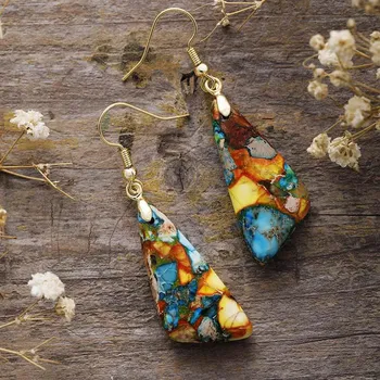 BLINGBAY женские серьги-подвески в богемном этническом стиле с натуральным камнем, повседневные серьги, современные украшения для вечеринки по случаю дня рождения