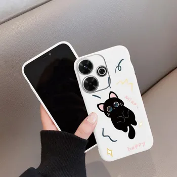 Мягкий силиконовый чехол с милым котом для Samsung A55 M35 S24 Xiaomi Redmi Note 13 Pro 13C 14 Poco C65 iPhone Huawei Honor 200 Realme 9 Camera Противоударный чехол Samsung Galaxy S9 Plus фиолетовый