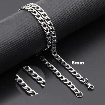 Женское мужское ожерелье из нержавеющей стали с кубинским звеном Nk Chain Silver Color Basic Punk Male Choker Jewelry Gifts 60cm Length