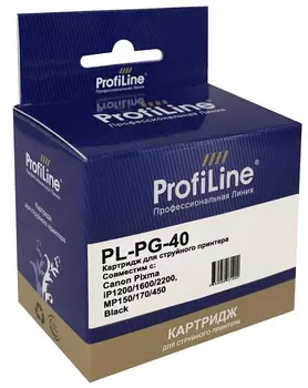 Картридж ProfiLine PL_PG-40_BK струйный для принтеров Canon FAX-JX200/210/500/510/MultiPASS-450/PIXMA-MP140/MP150/MP160/MP170/MP180/MP190/MP210/MP220/