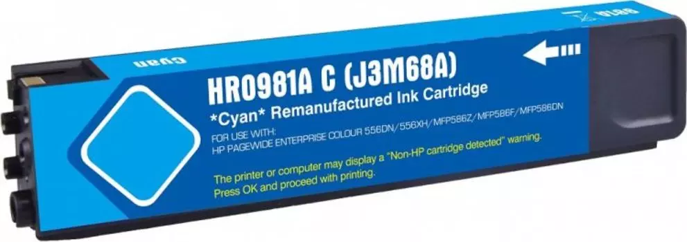Картридж струйный Cactus CS-J3M68A 981A голубой (120мл) для HP PageWide 556dn Enterprise/586dn