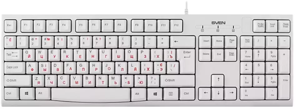 Клавиатура проводная SVEN KB-S300 White (SV-016647)
