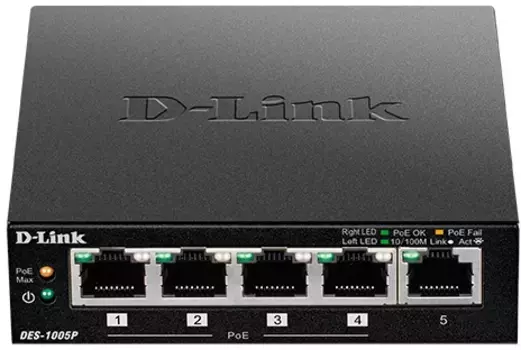 Коммутатор D-LINK DES-1005P/B1A