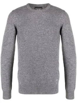 Кашемировый джемпер тонкой вязки Emporio Armani, серый