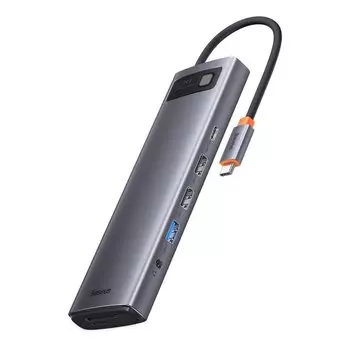 Док-станция Baseus Metal Gleam Series 12-in-1 Multifunctional Type-C HUB Docking Station, 7680x4320 (8K), USB Type-C, серый (WKWG020213)