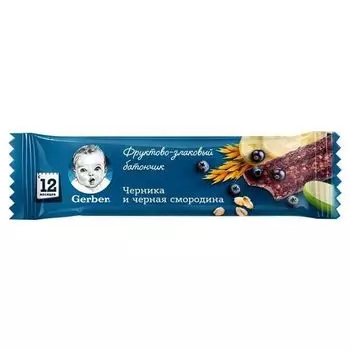 Батончик фруктово-злаковый черника-черная смородина Gerber/Гербер 25г