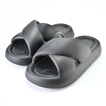 мода Comwarm Модные женские тапочки 2024 Летние мужские сандалии Crossover Belt Design Домашние тапочки на толстой подошве Пляжные шлепанцы 36-37(fit35-36)