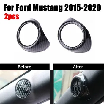 2x Накладка на стойку A двери, накладка на стереодинамик для Ford Mustang 2015-18 из углеродного волокна