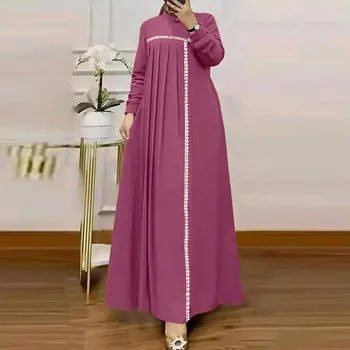 ZANZEA Women Casual Round Neck Loose Long Sleeve Retro Long Dress 3XL