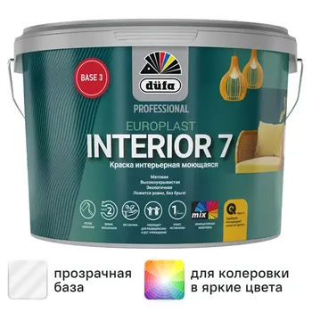 Краска для стен и потолков Dufa Professional Europlast Interior 7 матовая цвет прозрачный база 3 2.5 л
