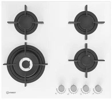 Газовая варочная панель INDESIT INGT 62 IC/WH, 4 конфорки, белая (INGT 62 IC/WH)