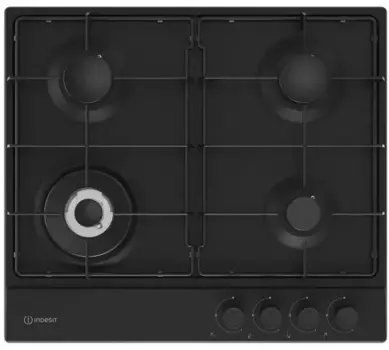 Газовая варочная панель INDESIT THPM 641 W/BK/I, 4 конфорки, черный (THPM 641 W/BK/I)