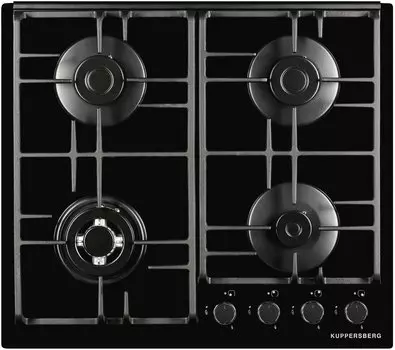 Газовая варочная панель Kuppersberg FQ 62 B, 4 конфорки, черный (FQ 62 B)
